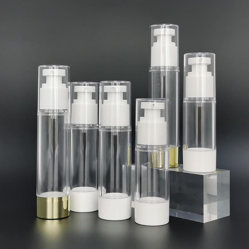 luxury cosmetics clear ABS plastic airless lotion serum cream spray pump twist bottle (2)